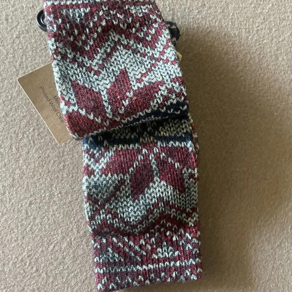 SPERRY Men's Printed Wool Cushion Crew Sock 6-12 73% Merino Wool